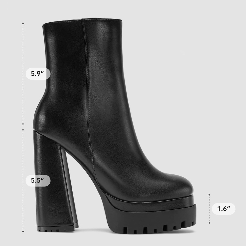 Classic chunky heeled ankle boots. Black. Size 37 (US 7). Cider.